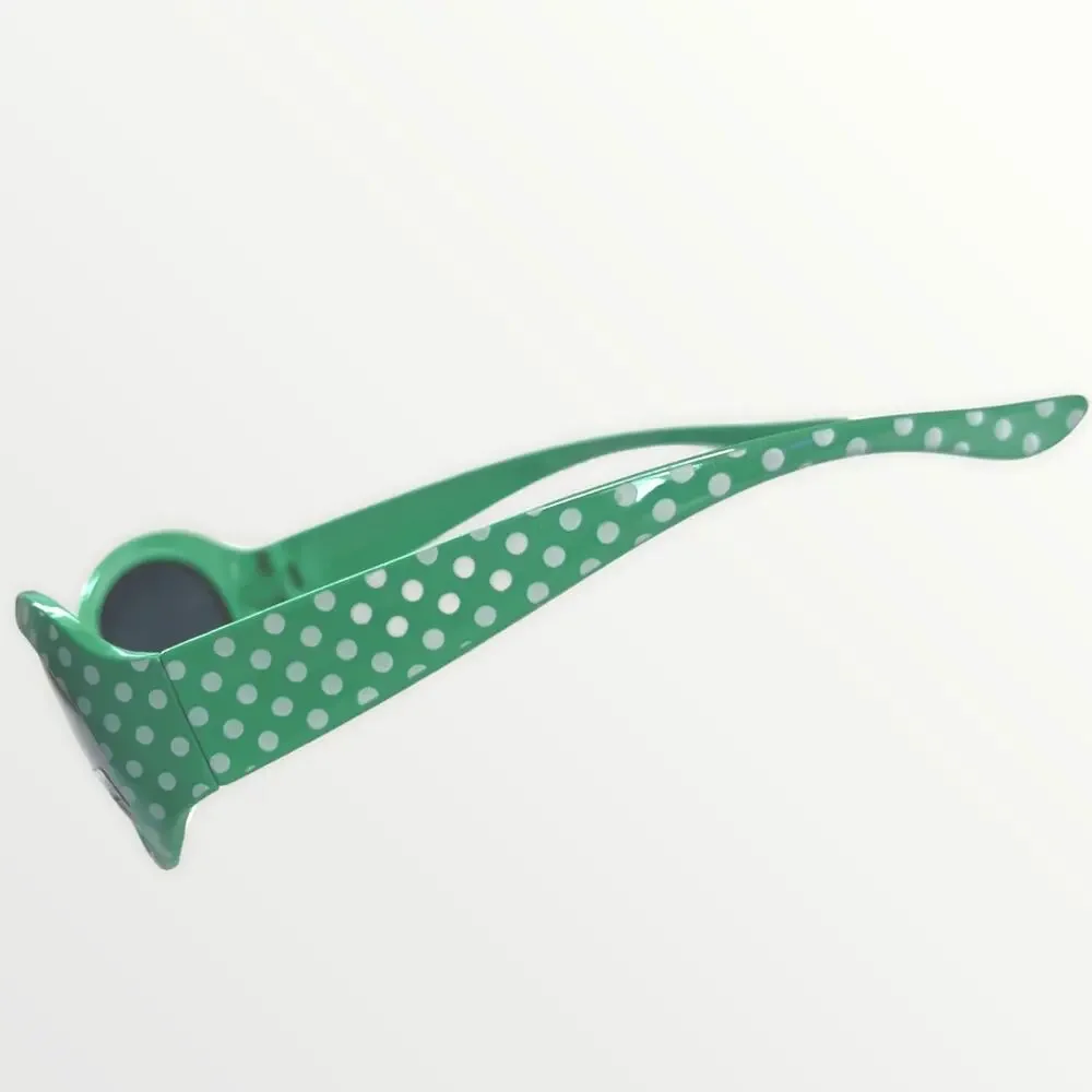 Kids Sunglasses 100% UV Protection Green & Blue Retro Frames & White Polka Dots